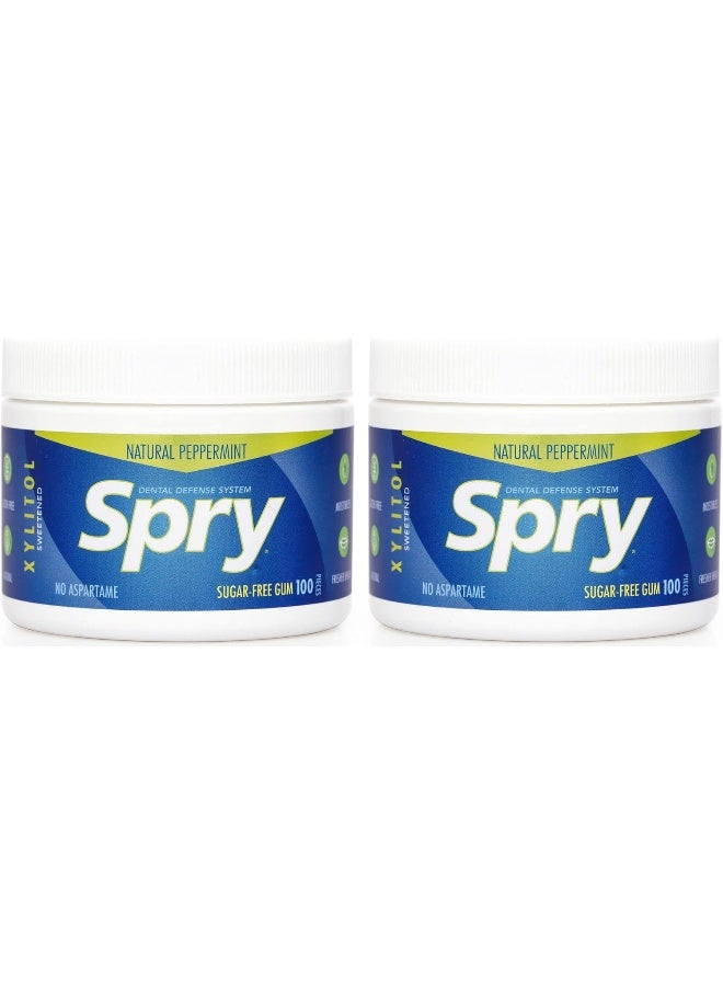 Spry Natural Peppermint Xylitol Chewing Gum - 100 Count (Pack of 2) - Image 1